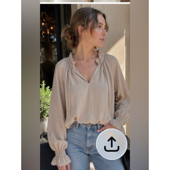 Dkny Tops - NWT DKNY Jeans Cream Boho Peasant Blouse Size M
